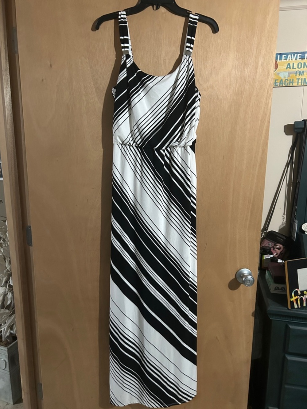 White House Black Market Black & White Striped Maxi Summer Dress
